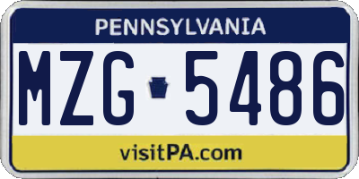 PA license plate MZG5486