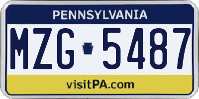 PA license plate MZG5487
