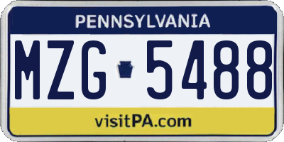 PA license plate MZG5488