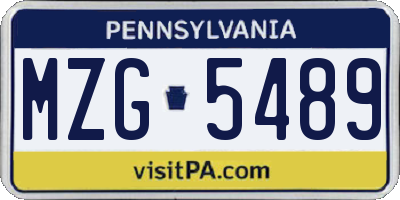 PA license plate MZG5489