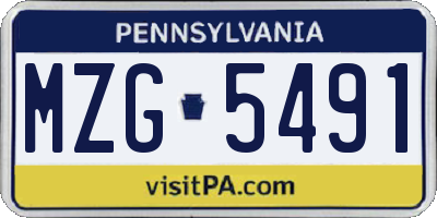 PA license plate MZG5491