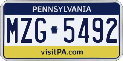 PA license plate MZG5492
