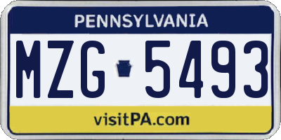 PA license plate MZG5493