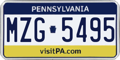 PA license plate MZG5495