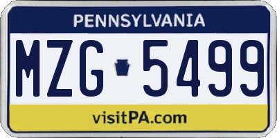 PA license plate MZG5499