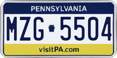 PA license plate MZG5504