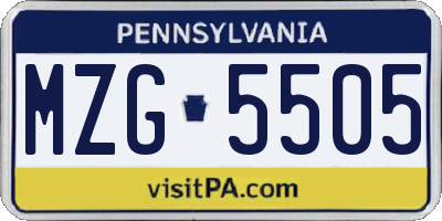 PA license plate MZG5505