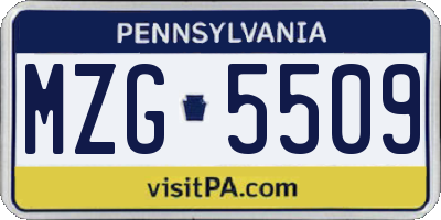 PA license plate MZG5509