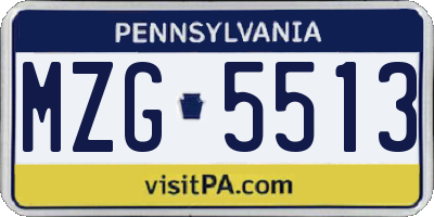 PA license plate MZG5513
