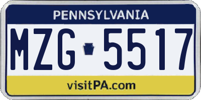 PA license plate MZG5517