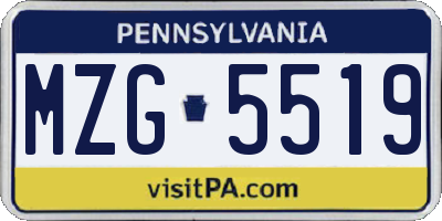 PA license plate MZG5519