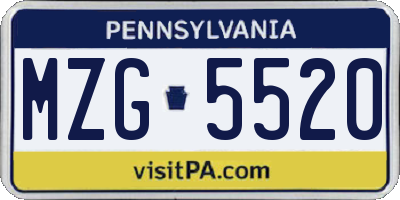PA license plate MZG5520