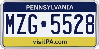 PA license plate MZG5528