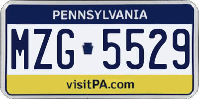 PA license plate MZG5529