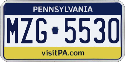 PA license plate MZG5530