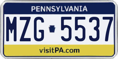 PA license plate MZG5537