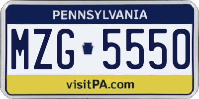 PA license plate MZG5550