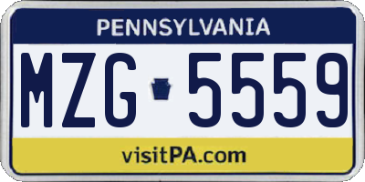 PA license plate MZG5559
