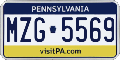 PA license plate MZG5569