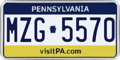 PA license plate MZG5570