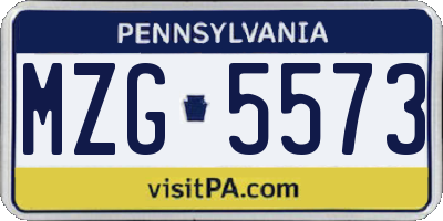 PA license plate MZG5573