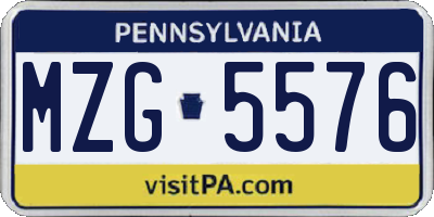 PA license plate MZG5576