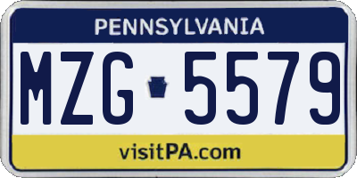 PA license plate MZG5579