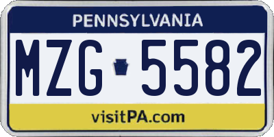 PA license plate MZG5582