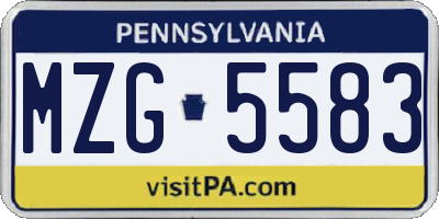 PA license plate MZG5583
