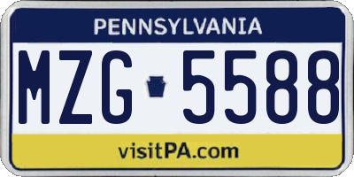 PA license plate MZG5588