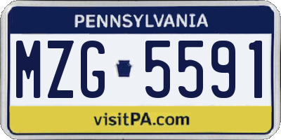 PA license plate MZG5591