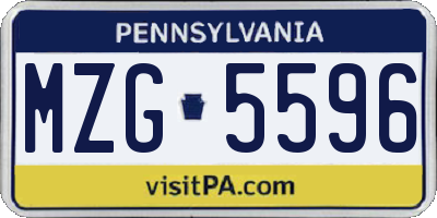 PA license plate MZG5596