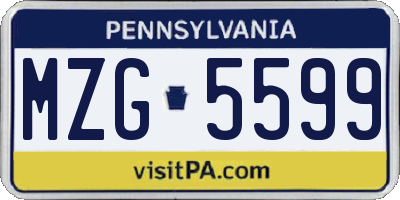PA license plate MZG5599