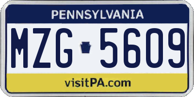 PA license plate MZG5609