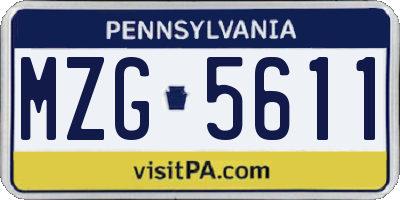 PA license plate MZG5611