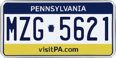 PA license plate MZG5621