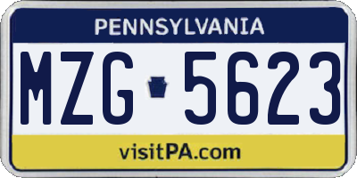 PA license plate MZG5623