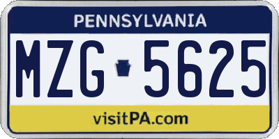 PA license plate MZG5625