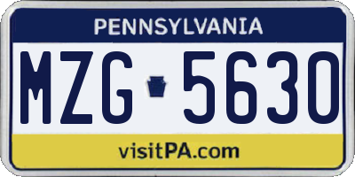 PA license plate MZG5630