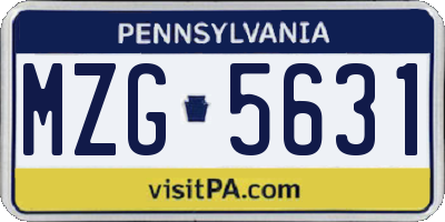 PA license plate MZG5631