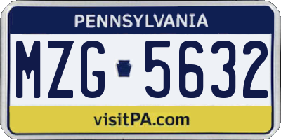 PA license plate MZG5632