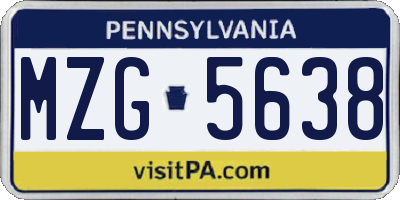 PA license plate MZG5638