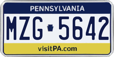PA license plate MZG5642