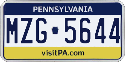PA license plate MZG5644