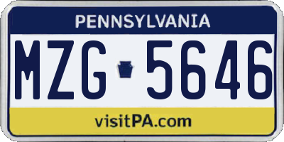 PA license plate MZG5646