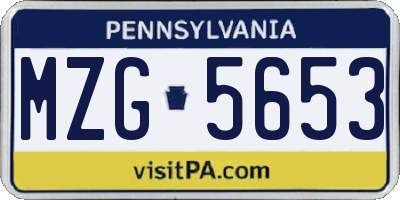 PA license plate MZG5653