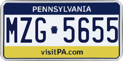 PA license plate MZG5655