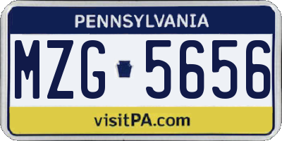 PA license plate MZG5656