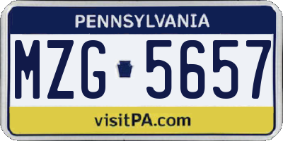 PA license plate MZG5657