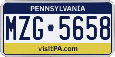 PA license plate MZG5658